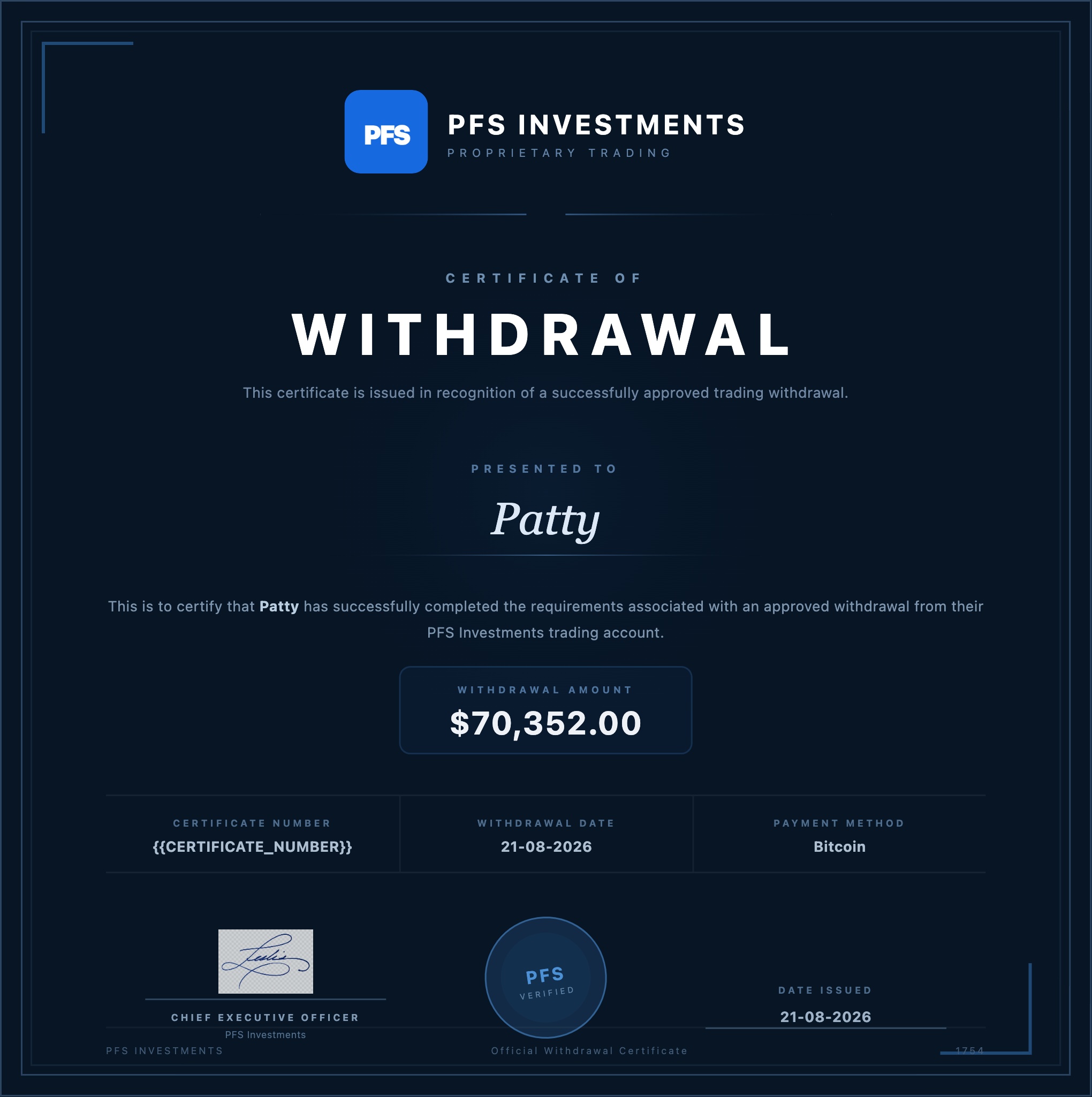 PFS Payout Certificate